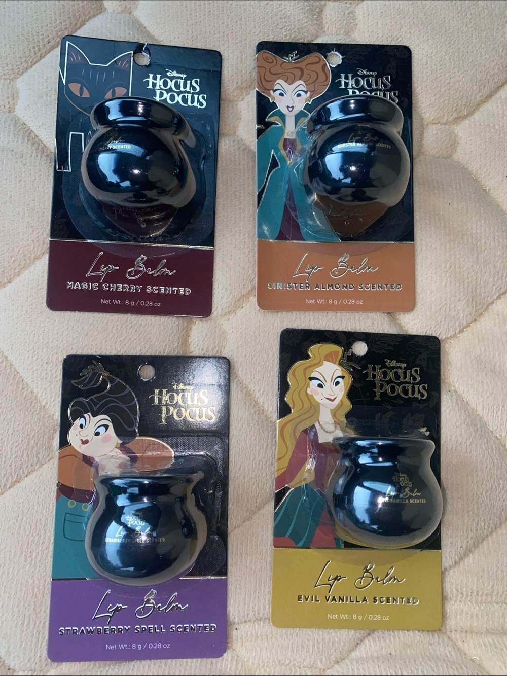 Disney Hocus Pocus Halloween Lip Balm Set Of 4 Cherry Strawberry Vanilla Almond